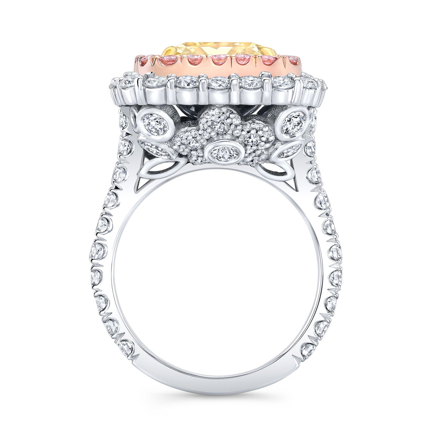 Double Halo Engagement Ring with Radiant Yellow Diamond