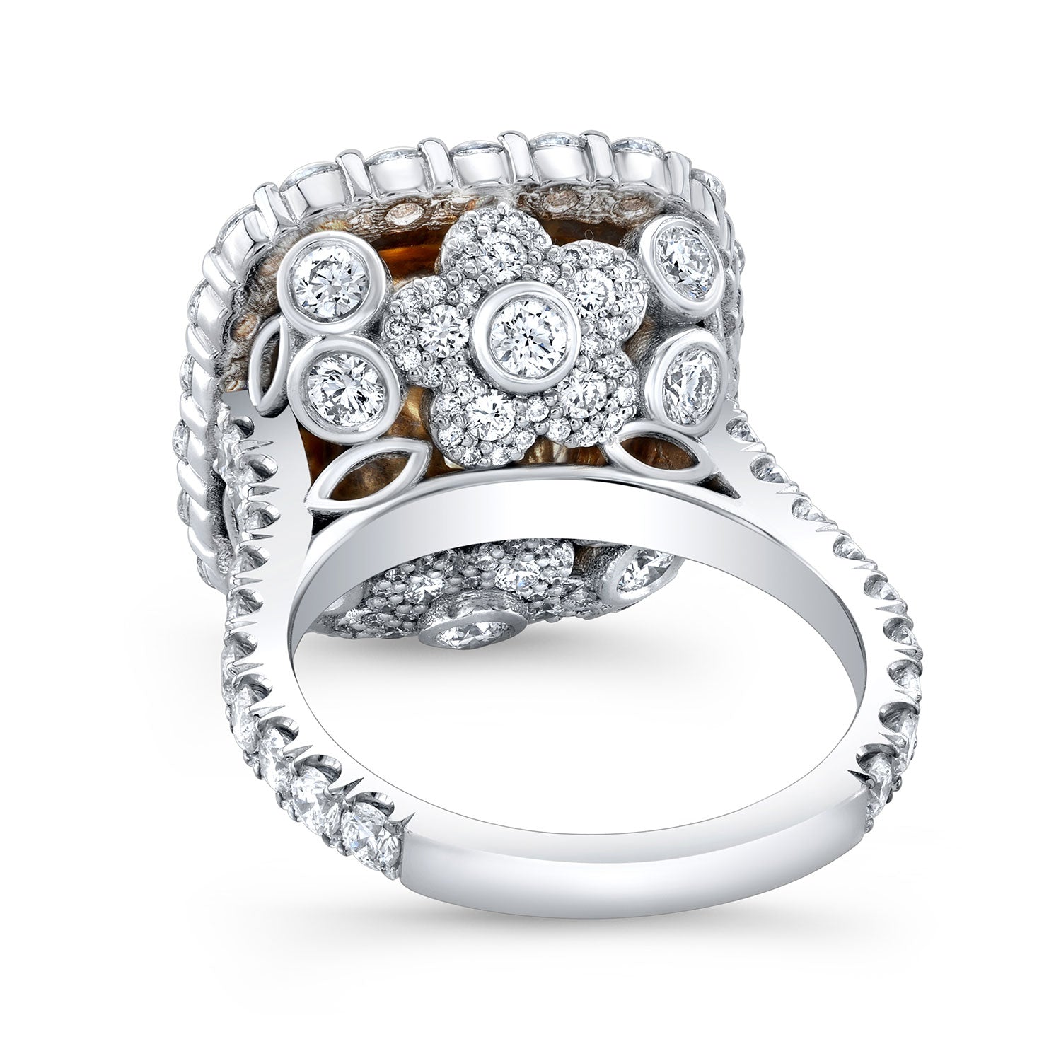 Double Halo Yellow Cushion Diamond Ring