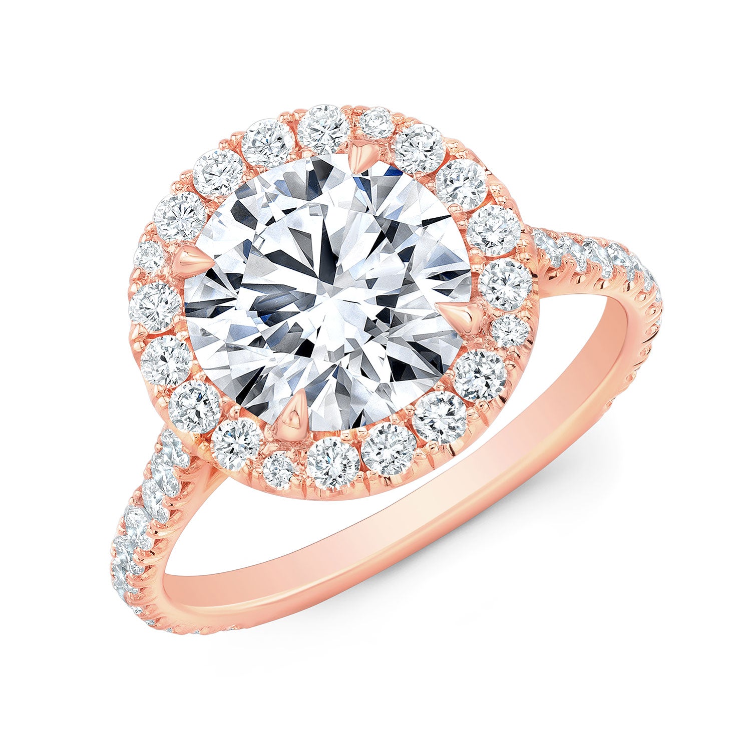 Halo Engagement Ring with Pave-Set Diamond