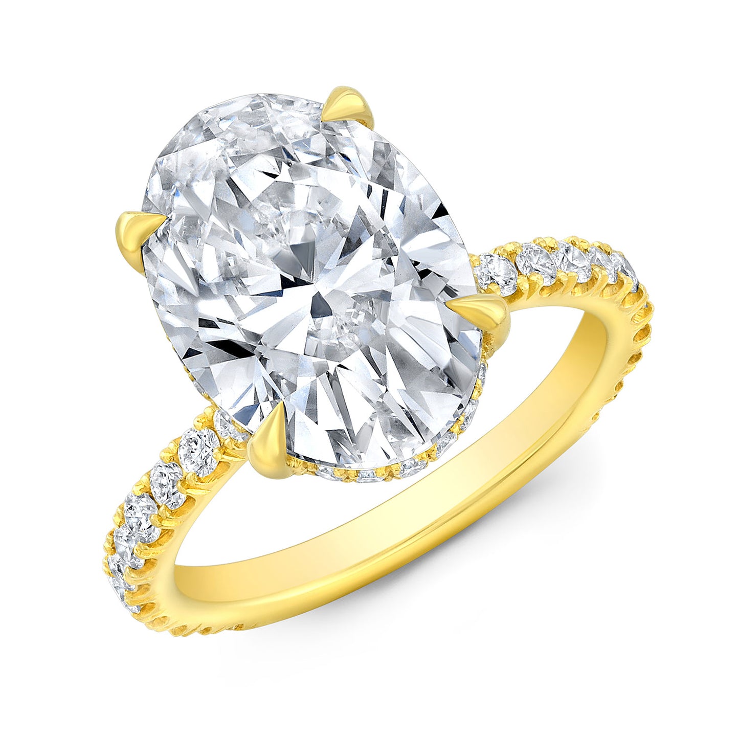 Yellow Gold Engagement Ring with Oval Diamond & Diamond Accents