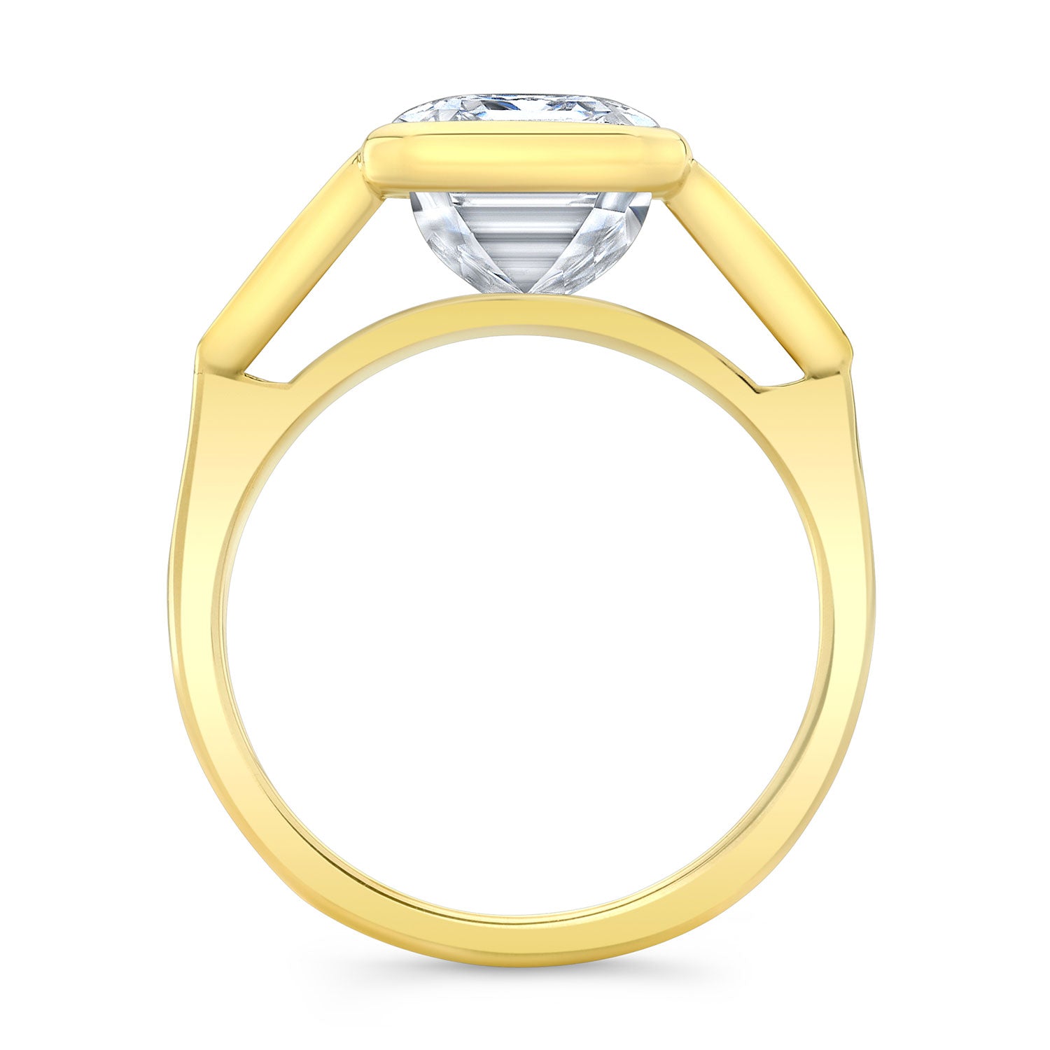 Yellow Gold Engagement Ring with Baguette & Emerald Diamonds