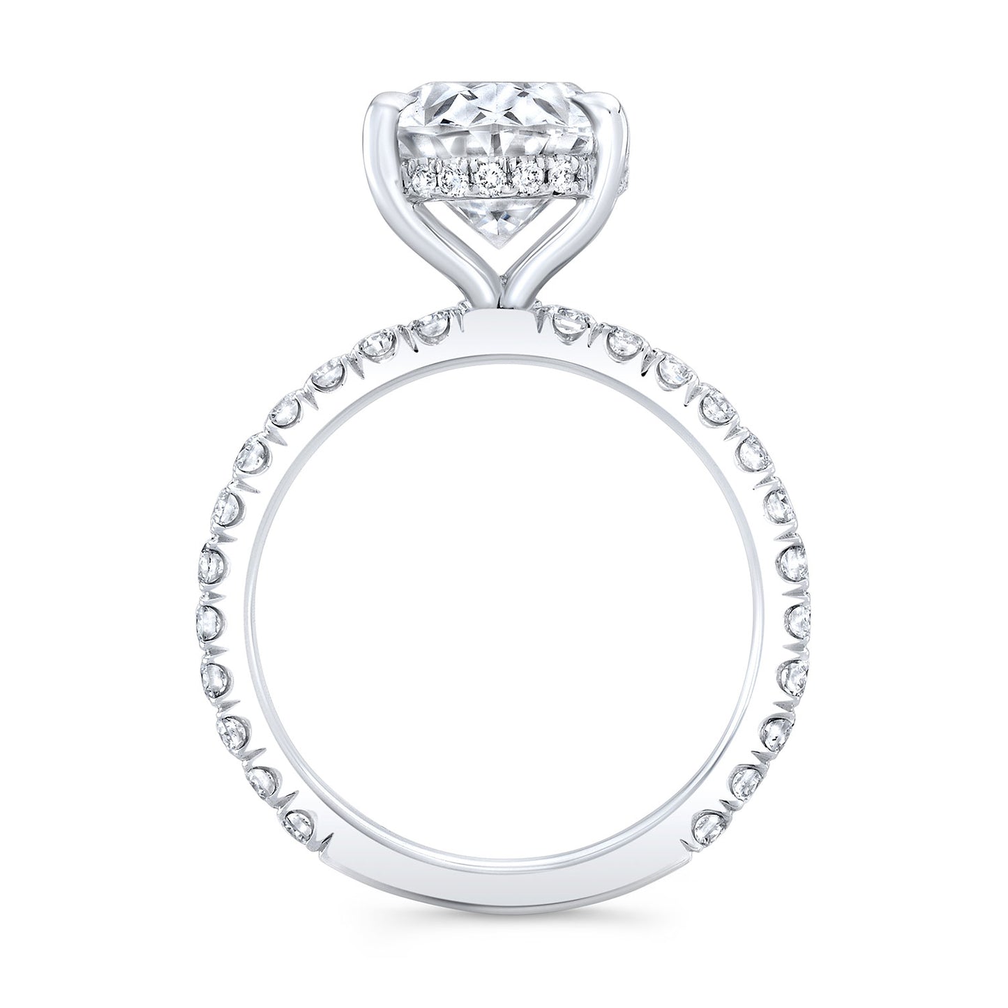 Oval Lab Grown Diamond Engagement Ring in White Gold with Diamond Accents