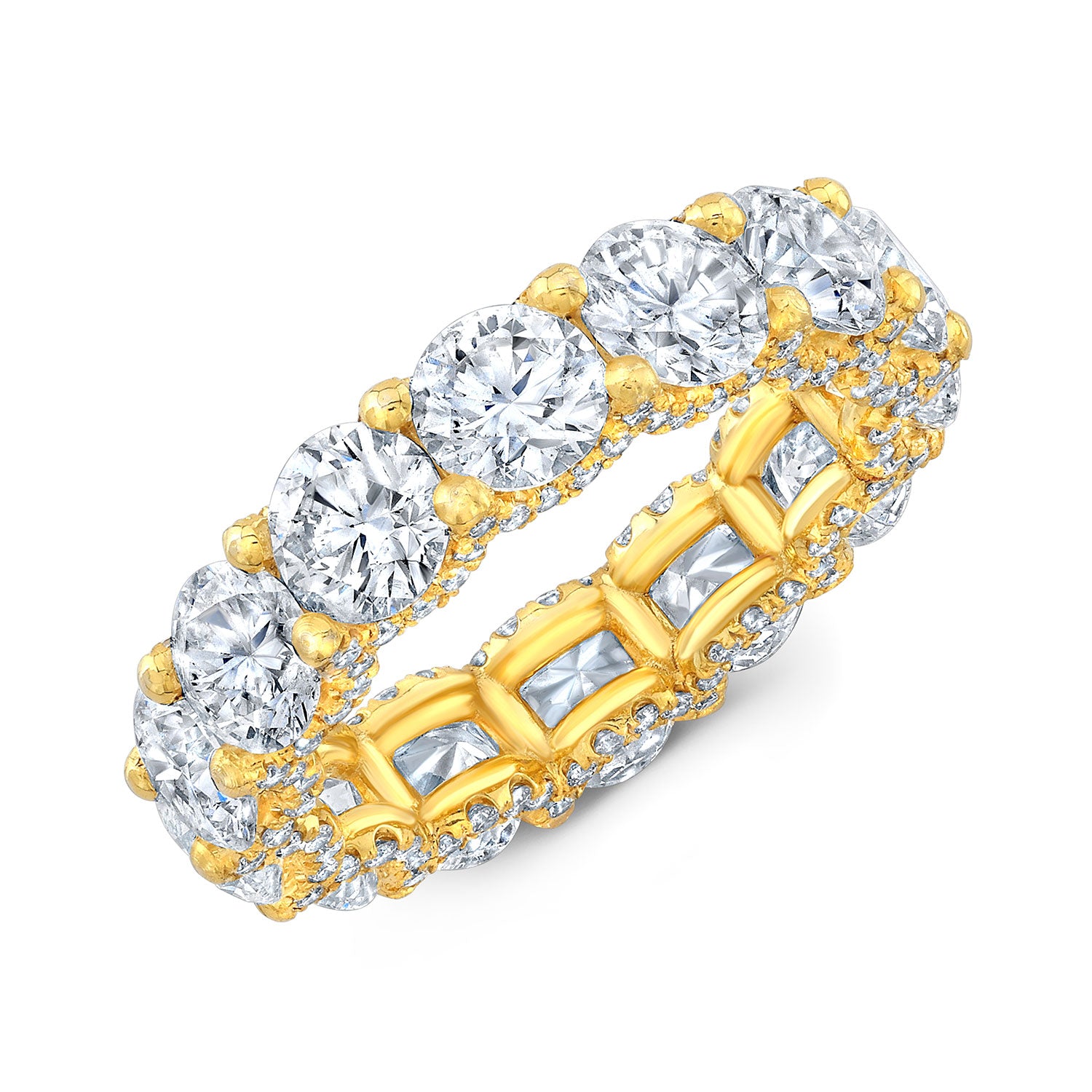 Yellow Gold Eternity Wedding Band with Round Diamonds