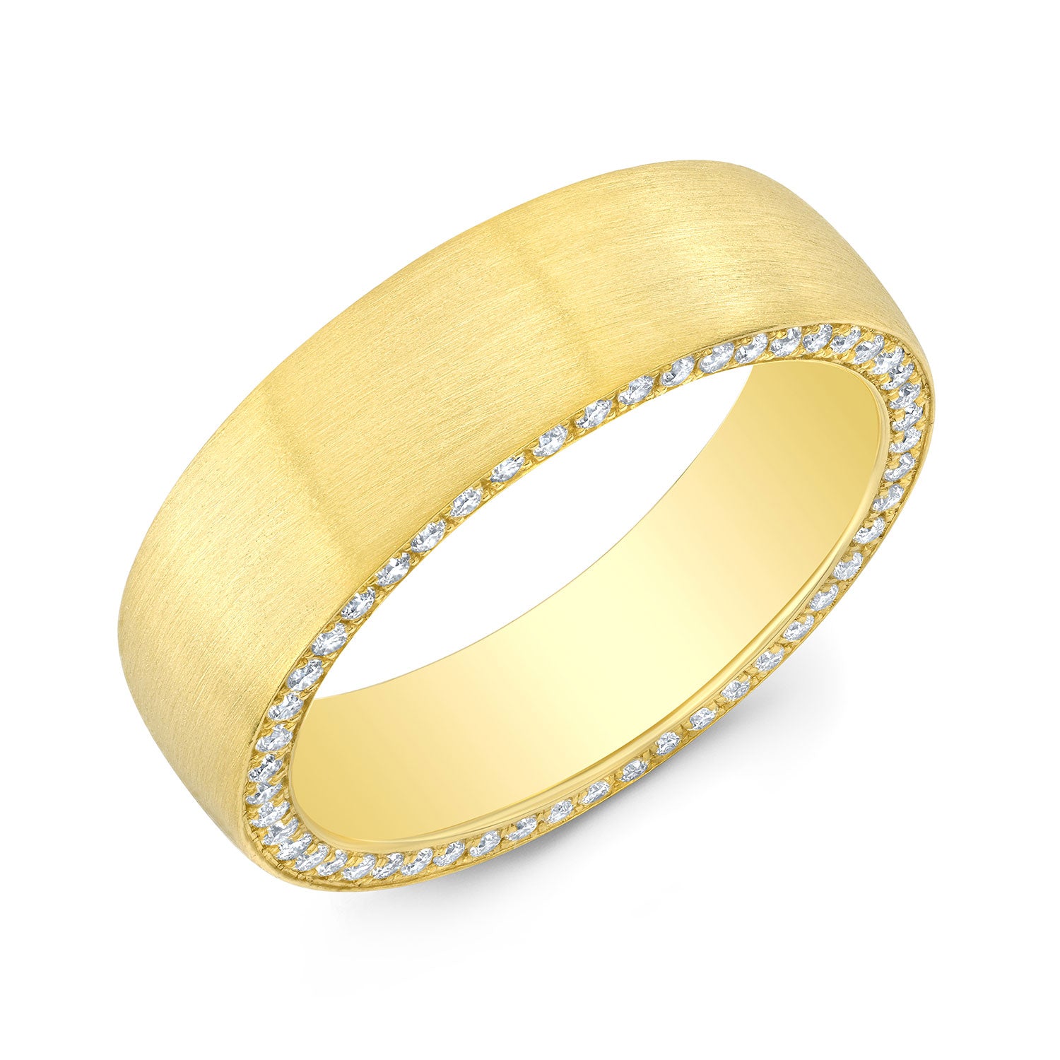 Men's Micro-Pavé Diamond Wedding Band in Yellow Gold