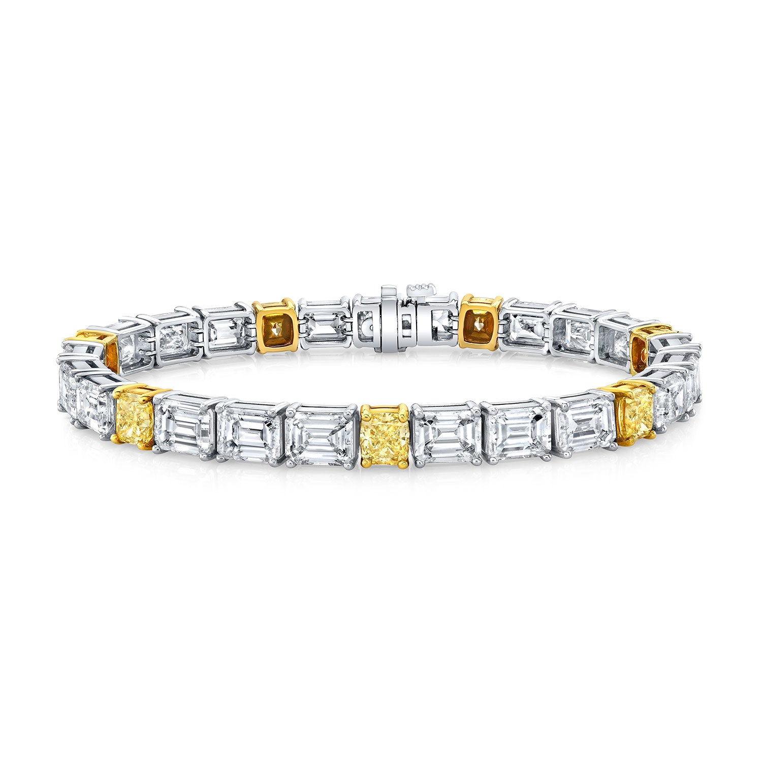 Two-Tone Tennis Bracelet with Radiant & Emerald Cut Diamonds