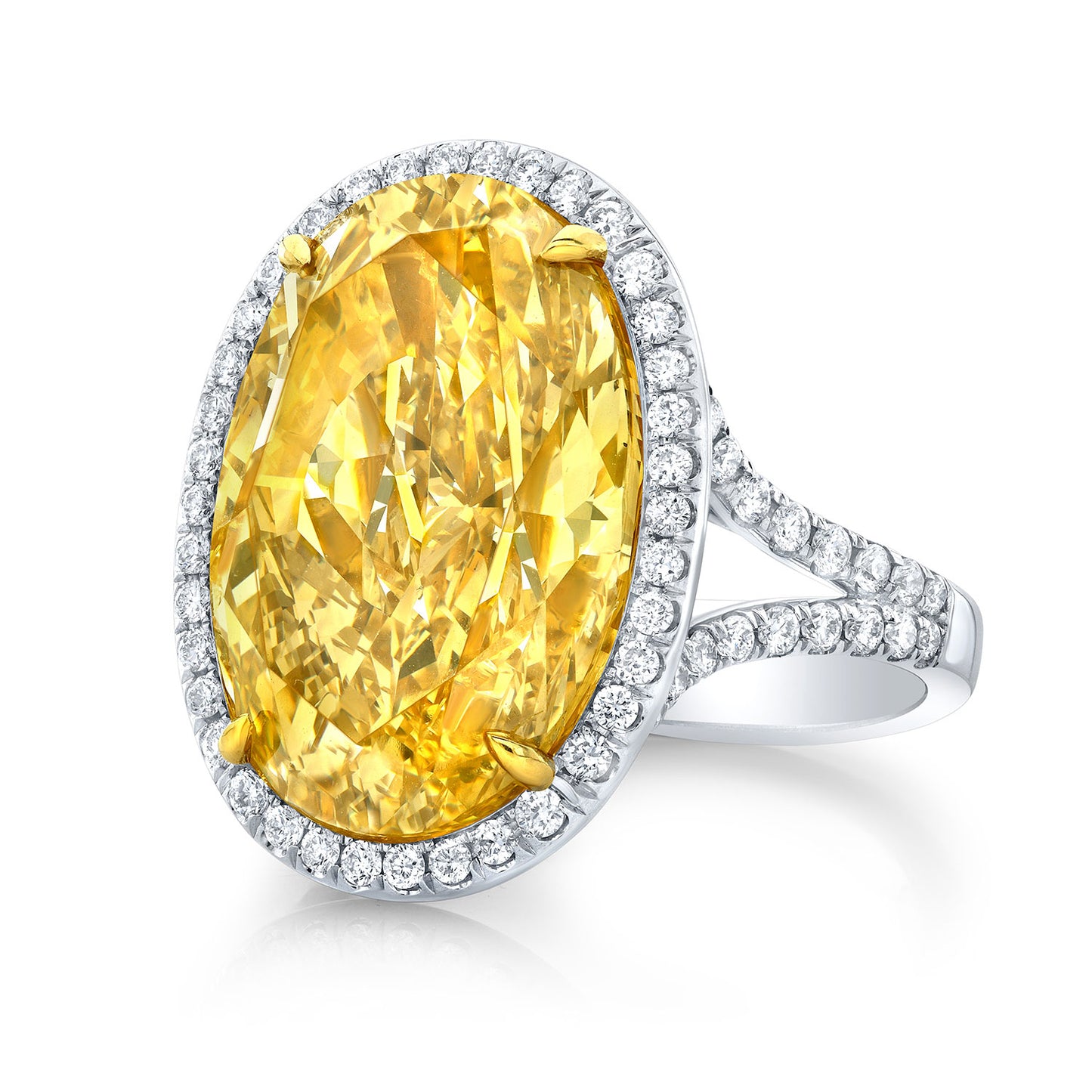 Oval Fancy Yellow Diamond Halo Engagement Ring