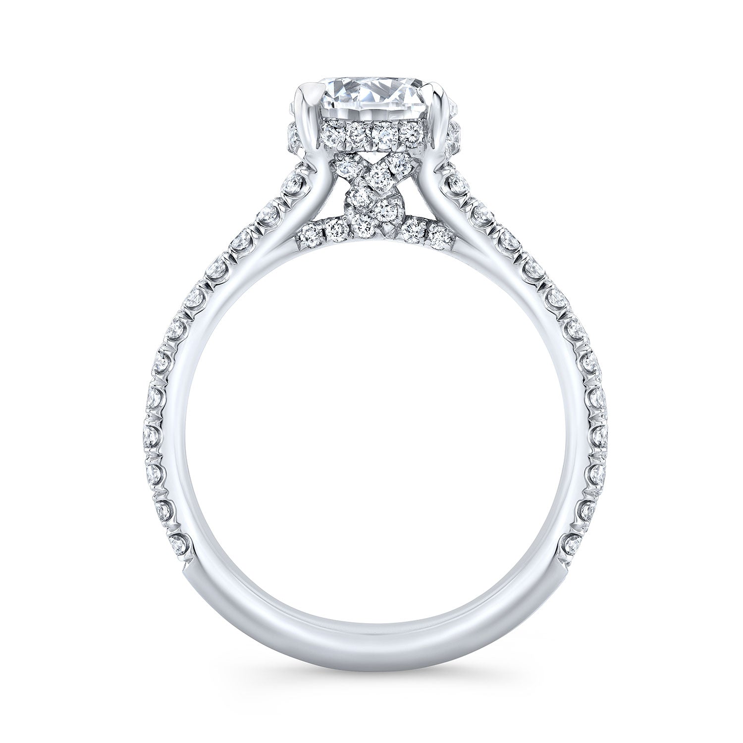 White Gold Split Shank Engagement Ring with Round Diamond