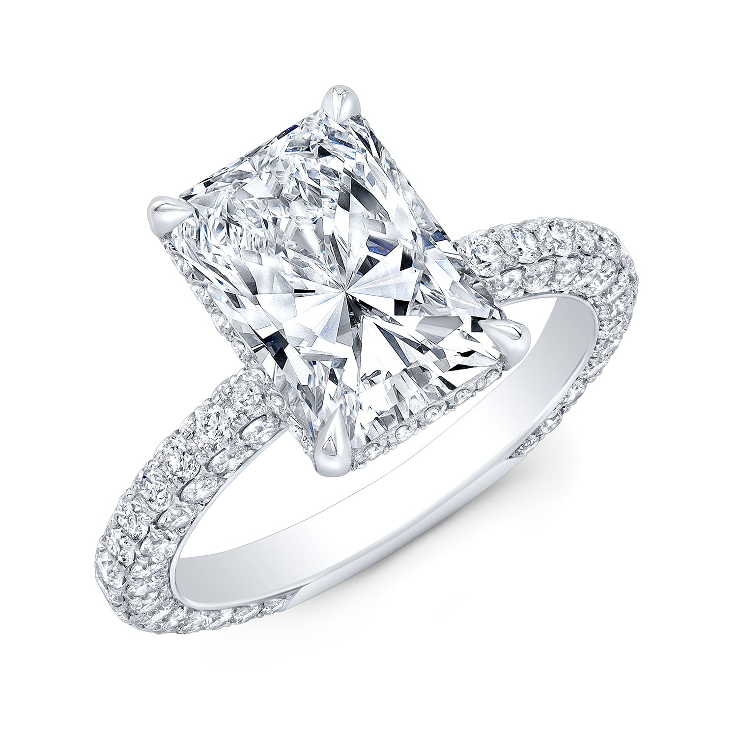 Radiant Diamond Engagement Ring in White Gold with Diamond Accents