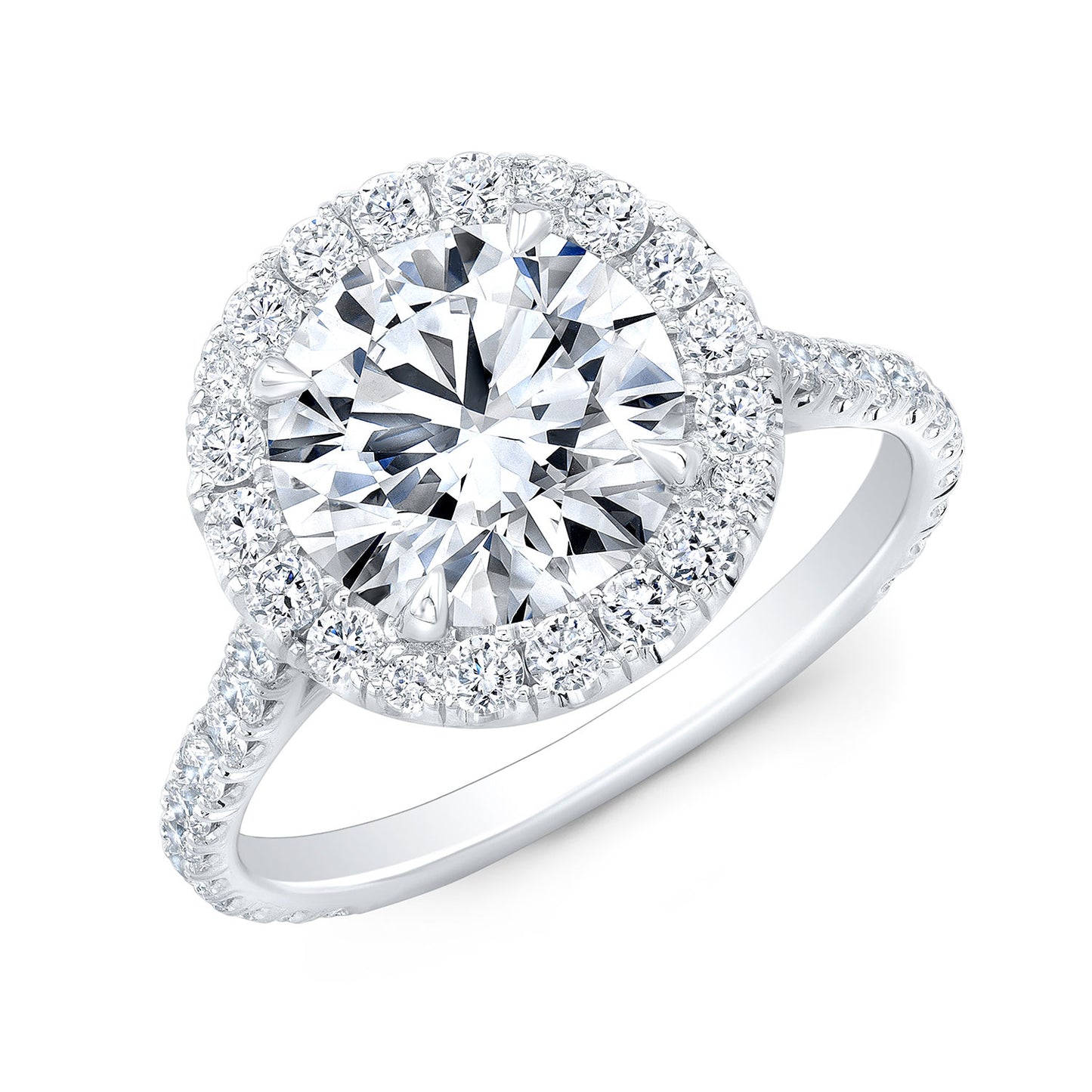 Halo Engagement Ring with Pave-Set Diamond