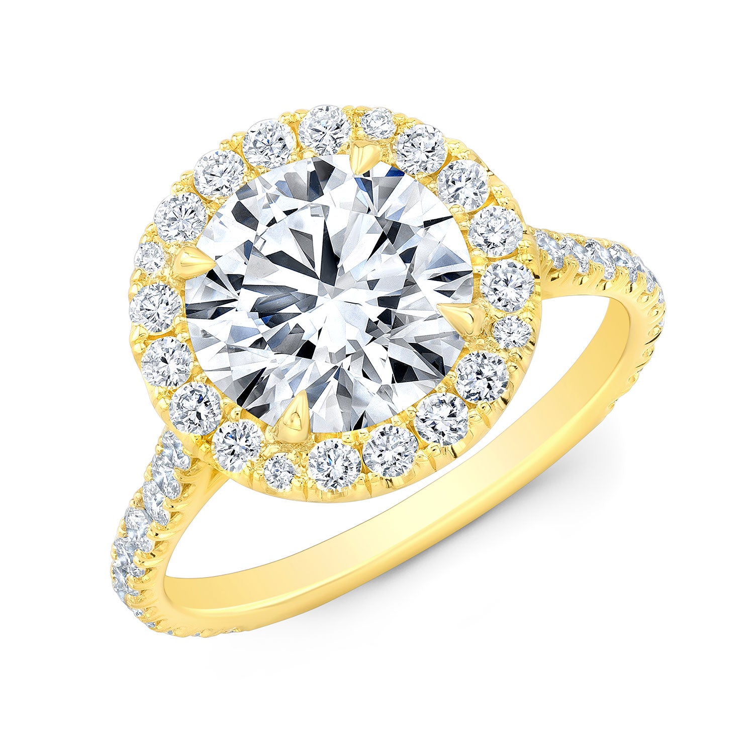 Halo Engagement Ring with Pave-Set Diamond