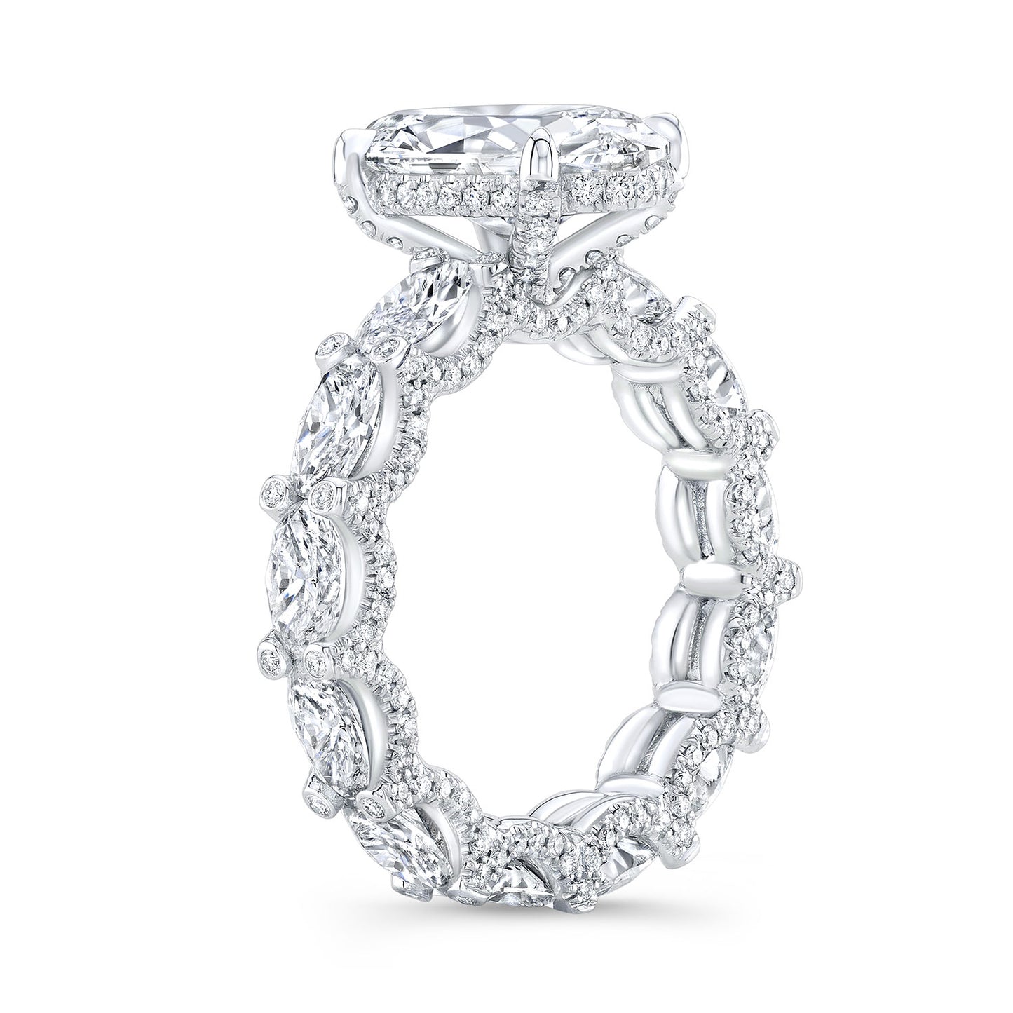 Eternity Engagement Ring with Oval Diamonds in White Gold