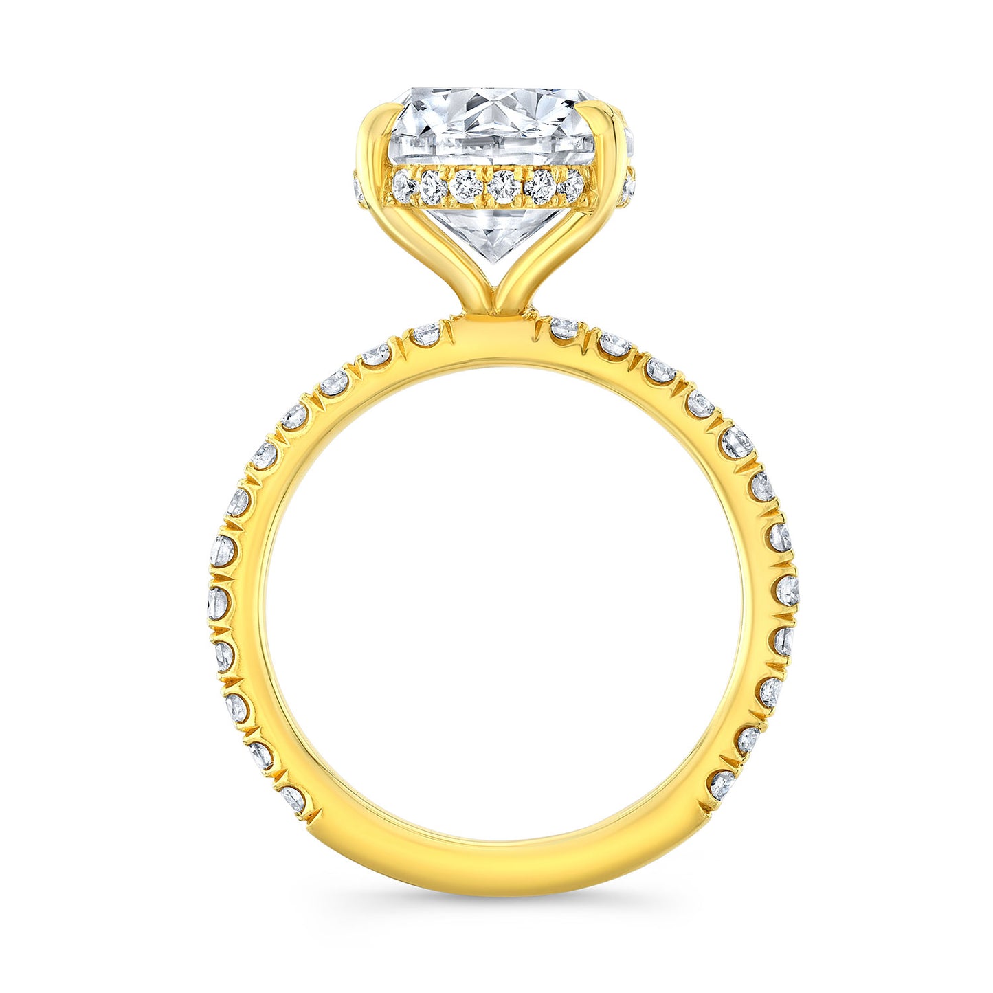 Yellow Gold Engagement Ring with Oval Diamond & Diamond Accents