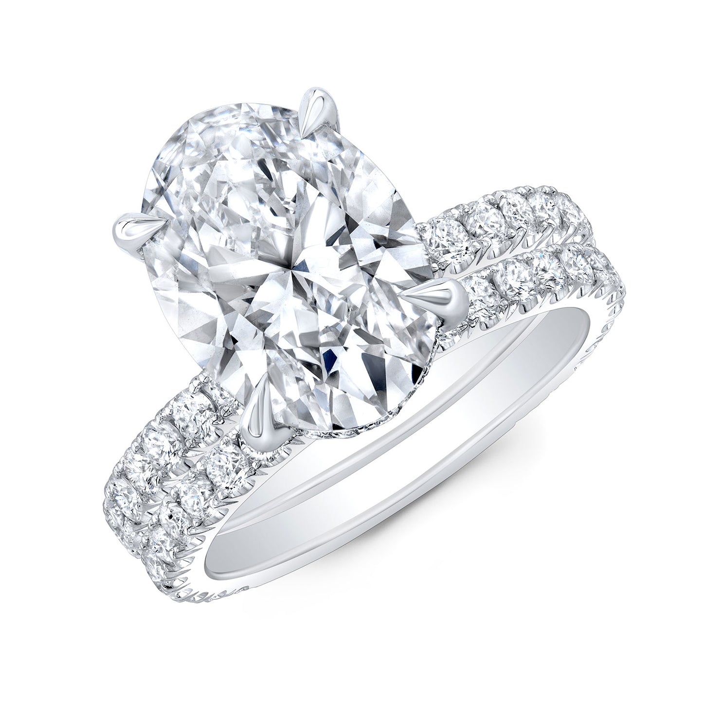 Oval Diamond Engagement Ring in White Gold with Diamond Accents