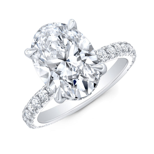 Oval Diamond Engagement Ring in White Gold with Diamond Accents