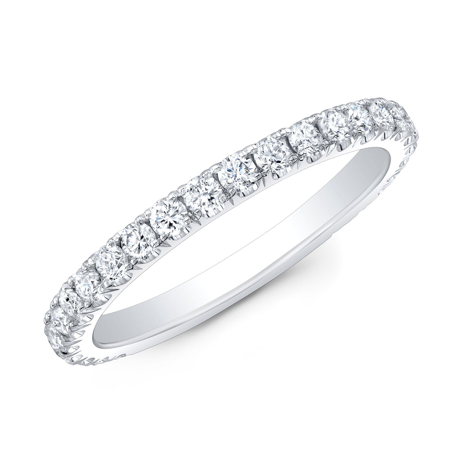 Classic Round Diamond Wedding Band in White Gold