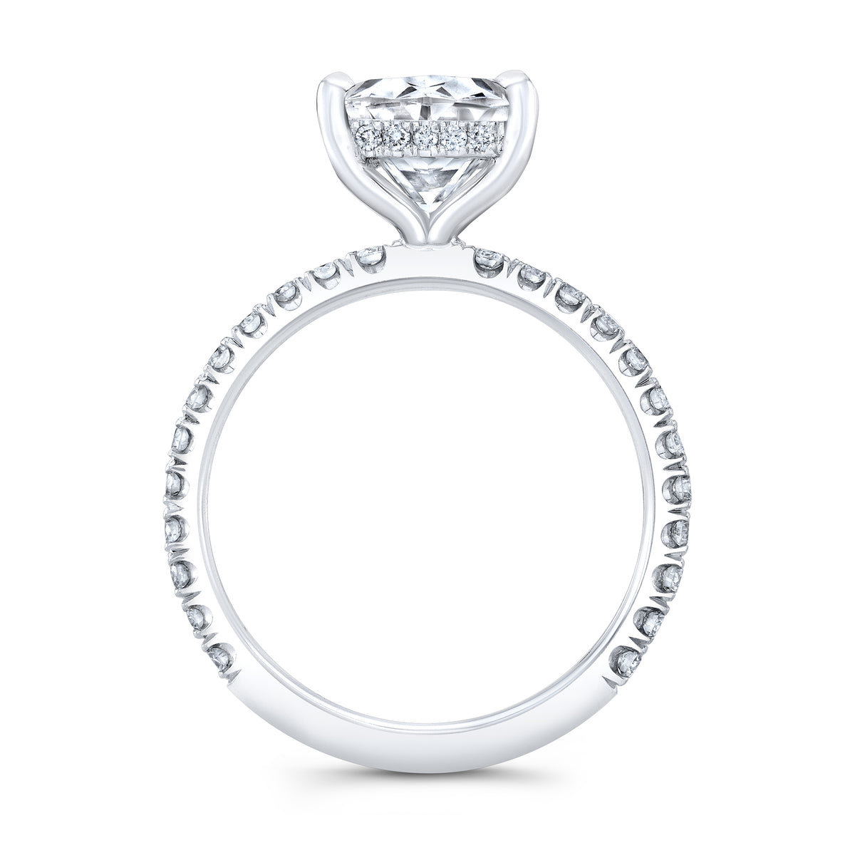 Princess Diamond Engagement Ring With Hidden Halo And Diamond Accents